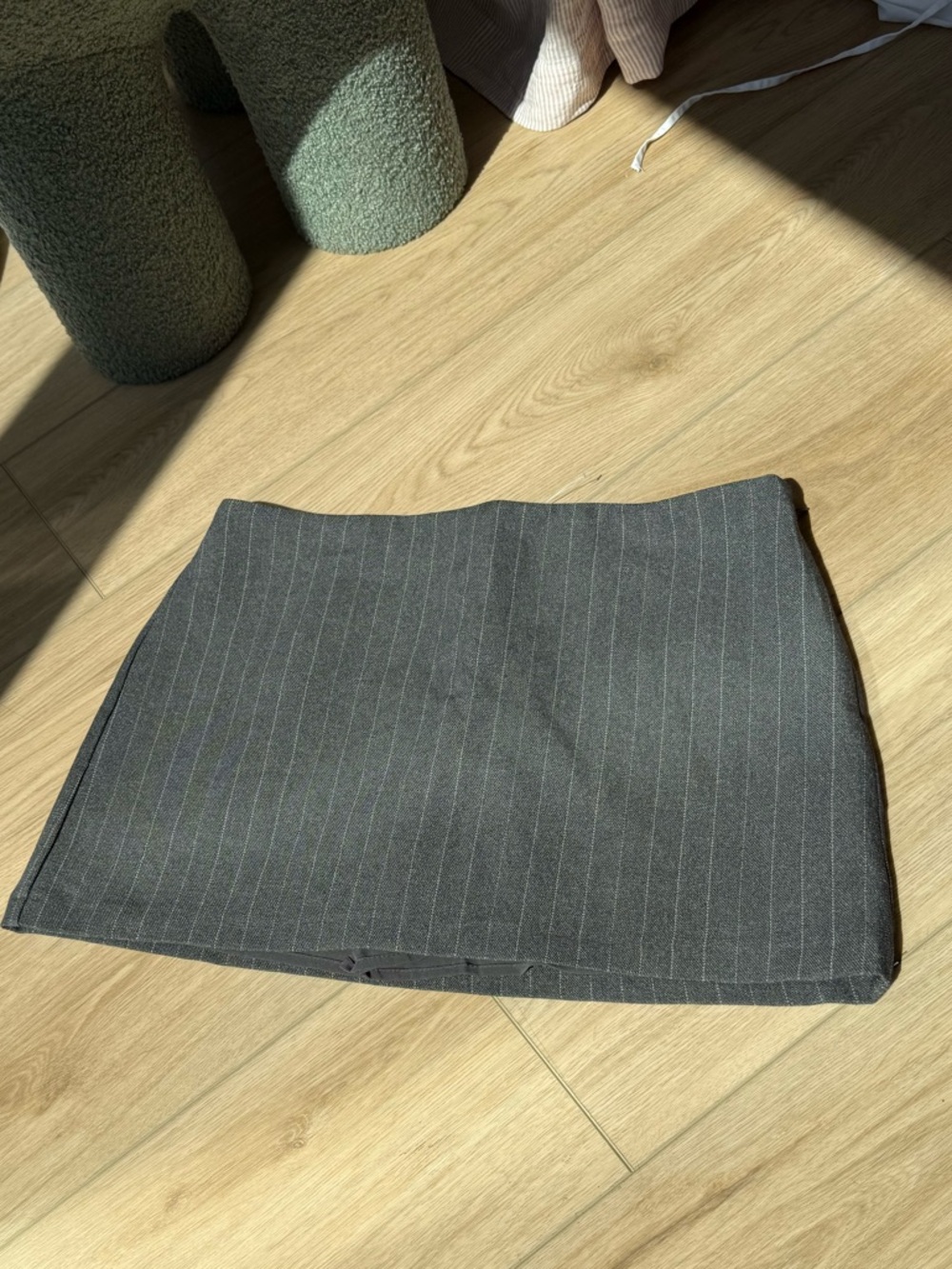 Classic Pinstripe Mini Skort in Charcoal Gray